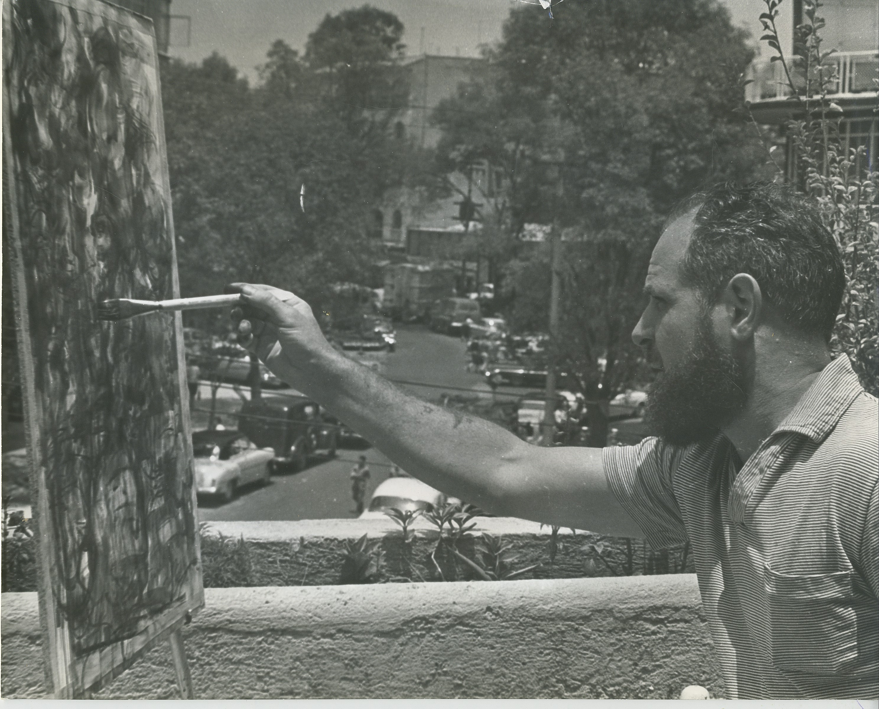 Freimark painting outside