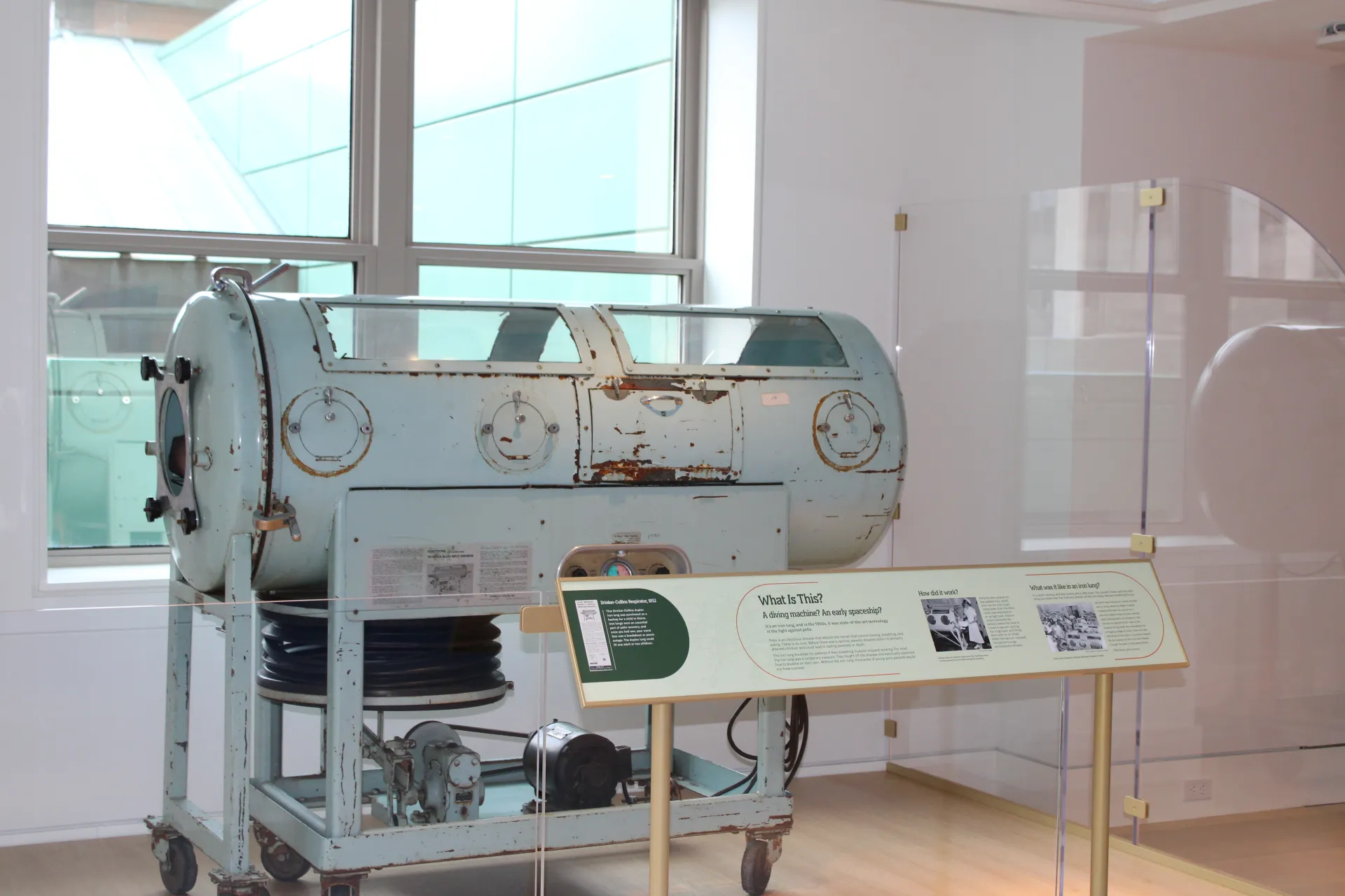 A photograph of an iron lung