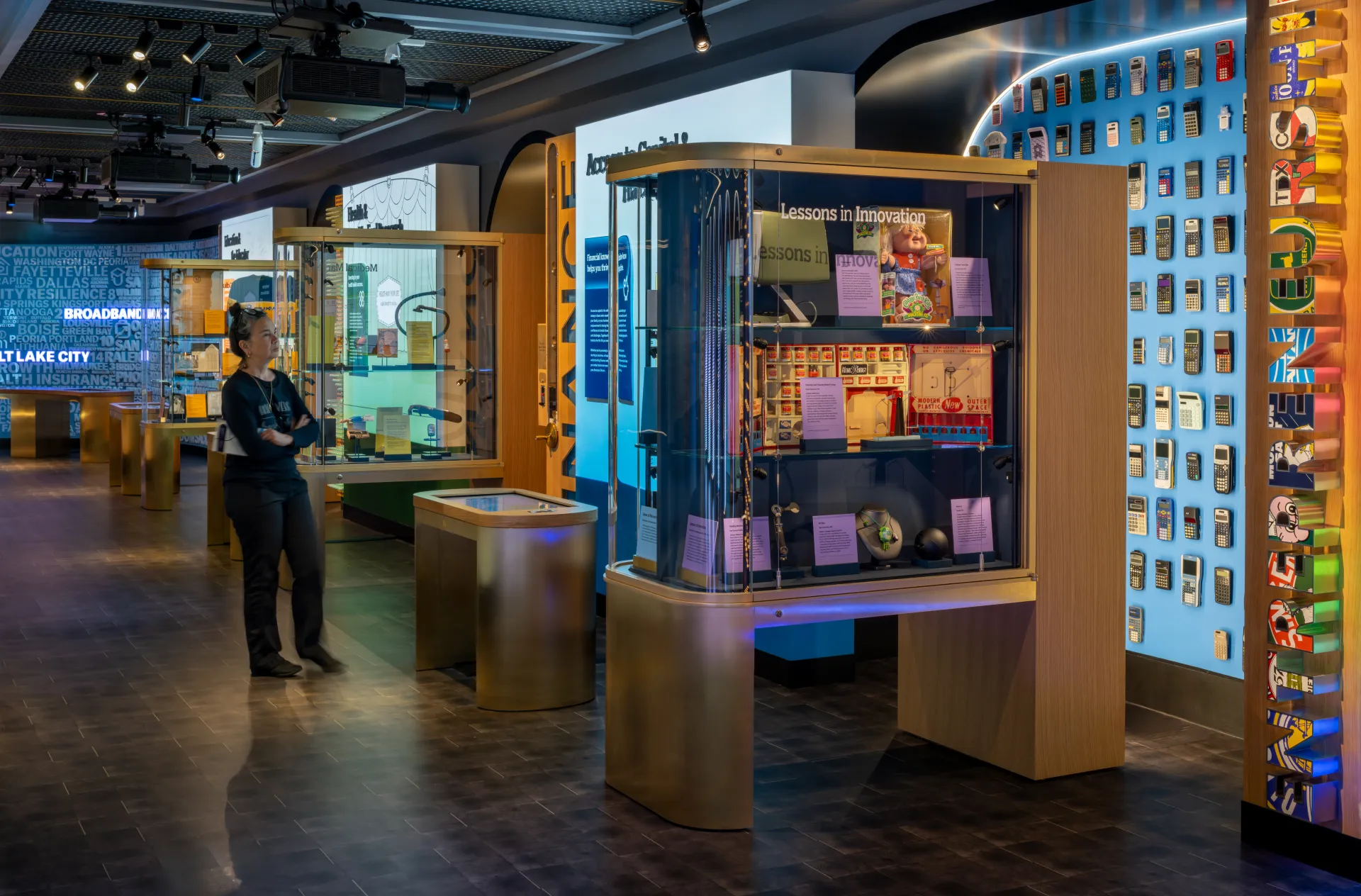 A visitor admires the display.