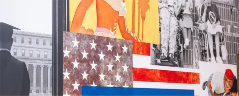 An image of an American flag with children