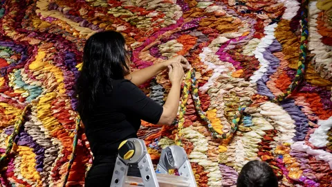 Mattai working on their piece.