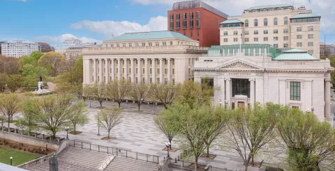 An outdoor aerial photograph of the MCAAD building.