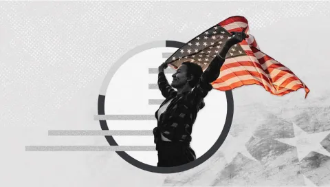 A photo of an individual with an American flag from the Gallup website.